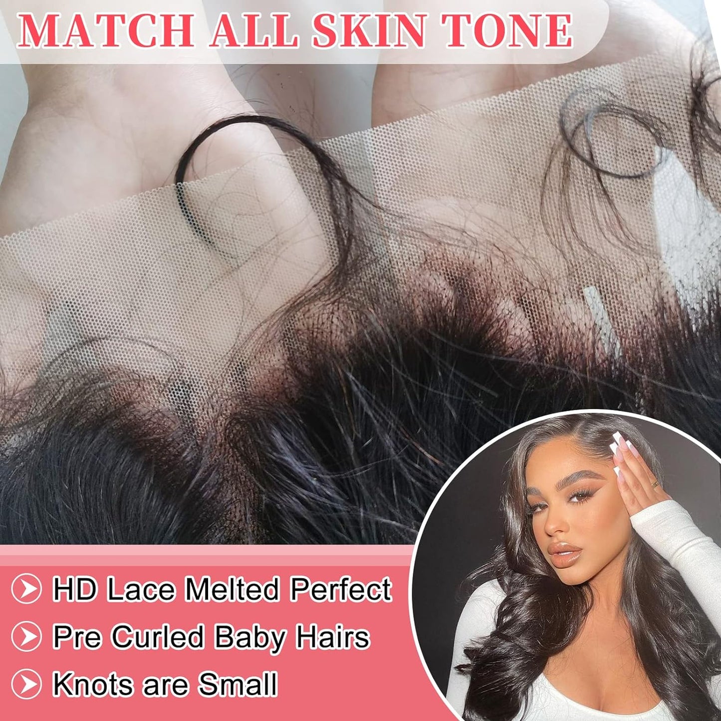 Frontal de encaje HD con ondas corporales