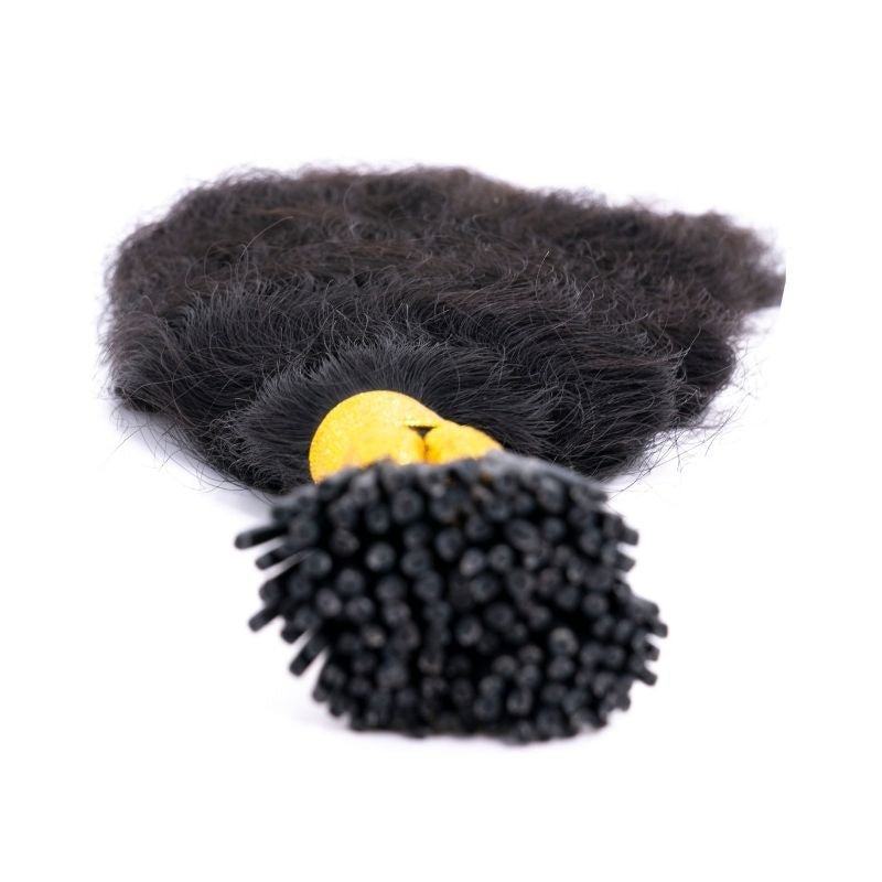 I-Tip noir naturel bouclé indien