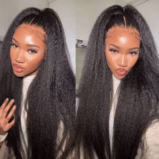 Kinky Straight Transparent Closure Wig